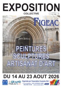 affiche de l'exposition collective courants d'art salle balène à figeac du 14 au 23 août 2026