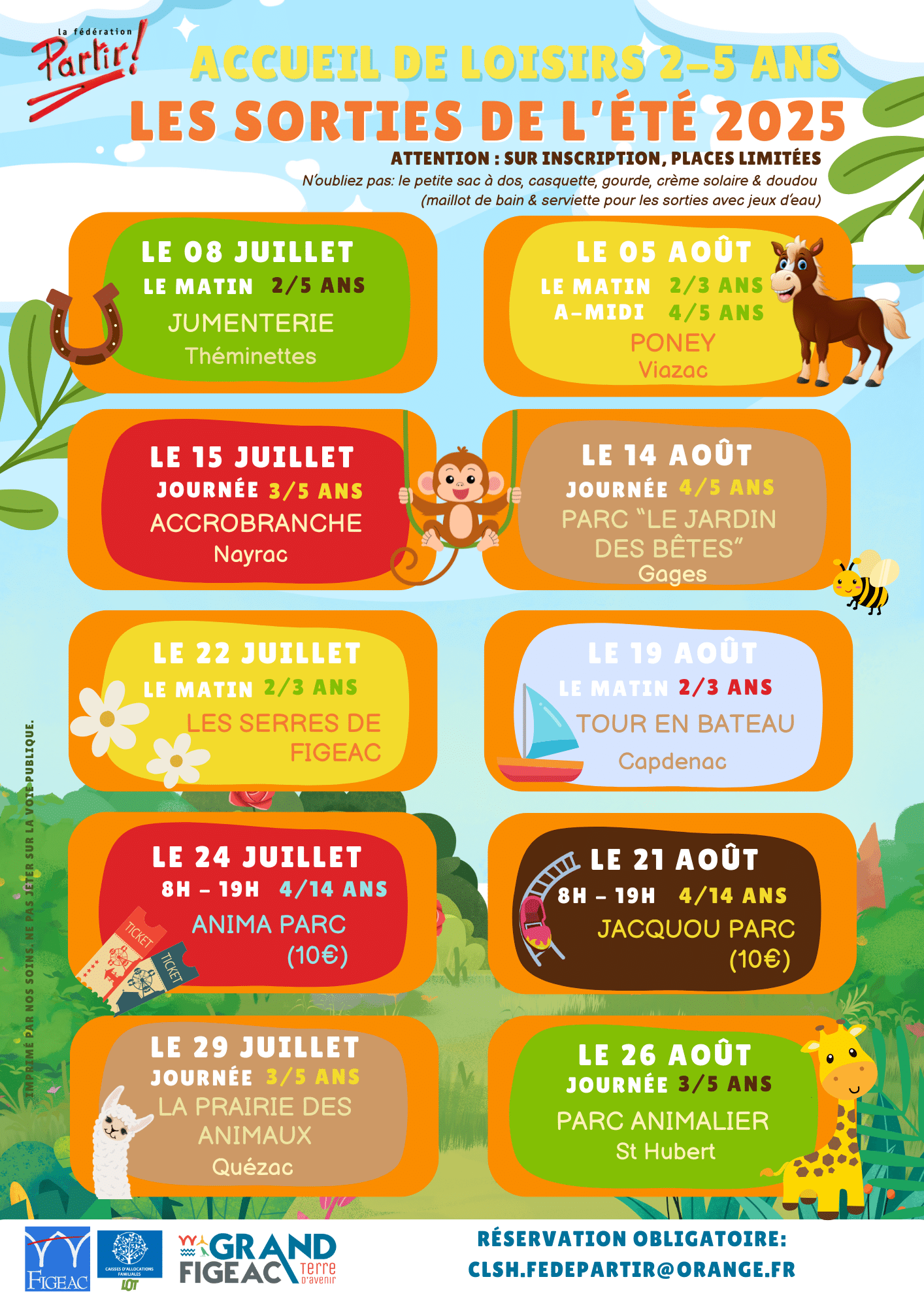 sorties été 2-5 ans